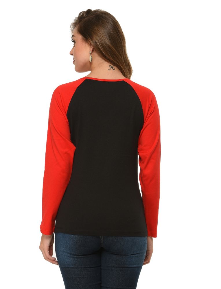 Picture of Frenchtrendz Cotton Black Red Raglan Full Sleeve T-Shirt