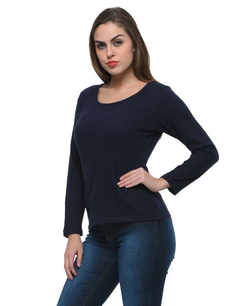 Picture of Frenchtrendz Cotton Bamboo Navy Bateu Neck  T-Shirt