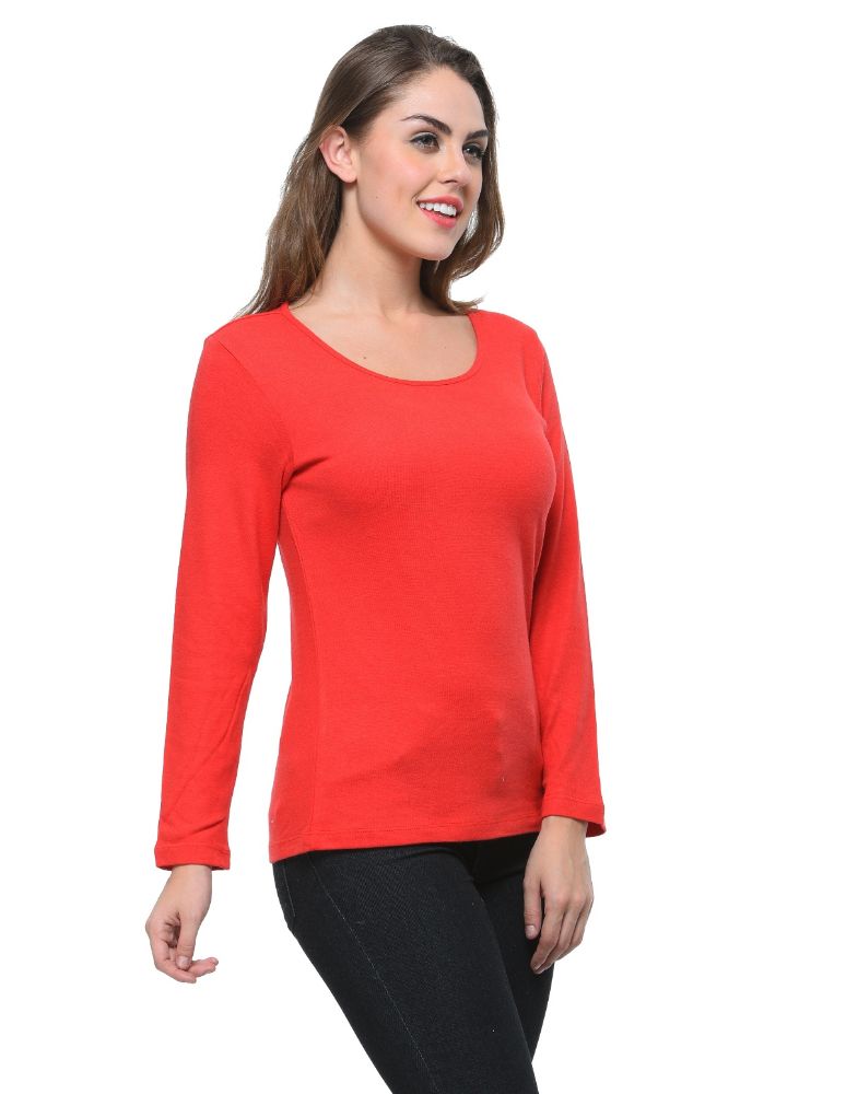 Picture of Frenchtrendz Cotton Bamboo Red Bateu Neck  T-Shirt