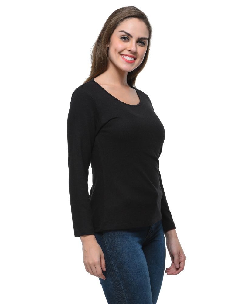 Picture of Frenchtrendz Cotton Bamboo Black Bateu Neck  T-Shirt