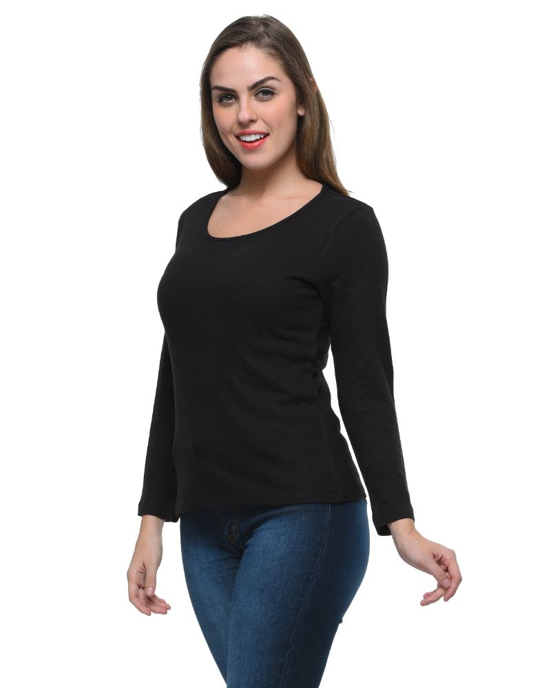 Picture of Frenchtrendz Cotton Bamboo Black Bateu Neck  T-Shirt