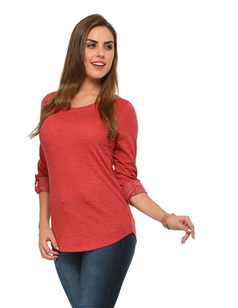 Picture of Frenchtrendz Cotton Poly Maroon T-Shirt