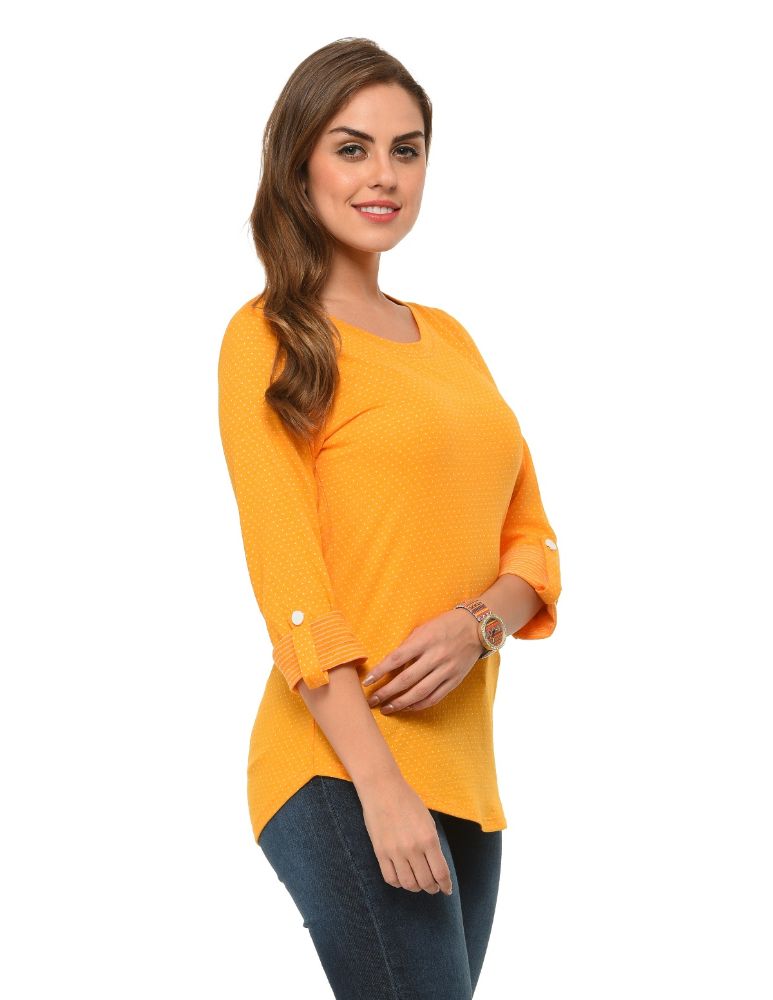 Picture of Frenchtrendz Cotton Poly Mustard T-Shirt