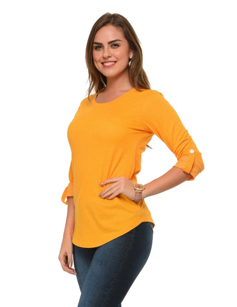 Picture of Frenchtrendz Cotton Poly Mustard T-Shirt