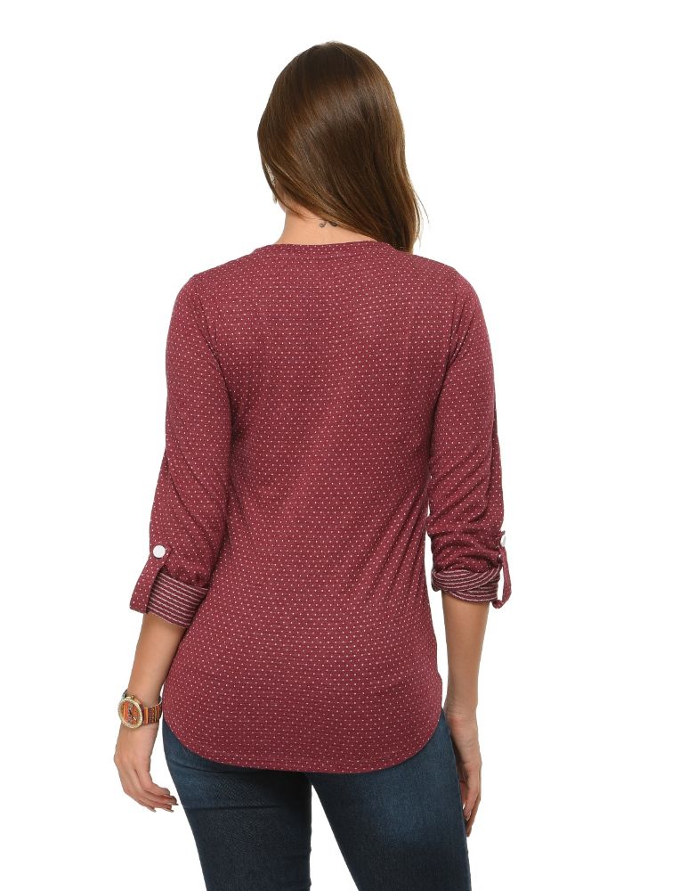 Picture of Frenchtrendz Cotton Poly Dark Maroon T-Shirt