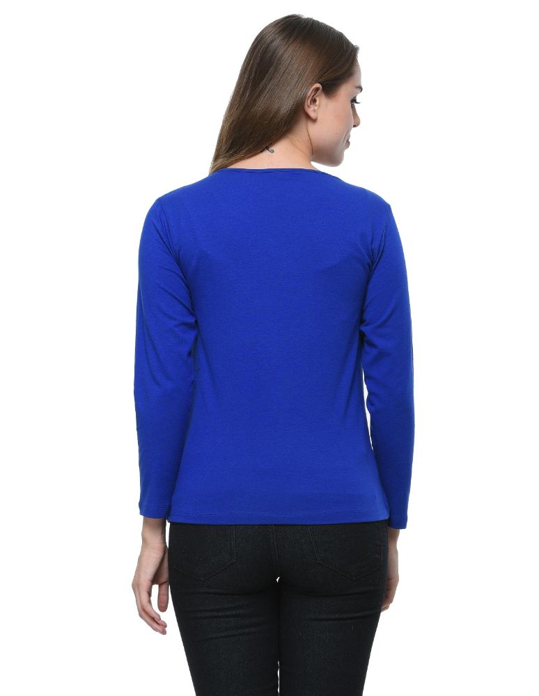 Picture of Frenchtrendz Cotton Spandex Ink Blue Bateu Neck Full Sleeve Top