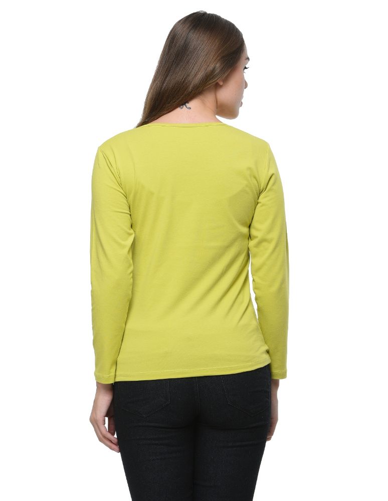 Picture of Frenchtrendz Cotton Spandex Lime Bateu Neck Full Sleeve Top