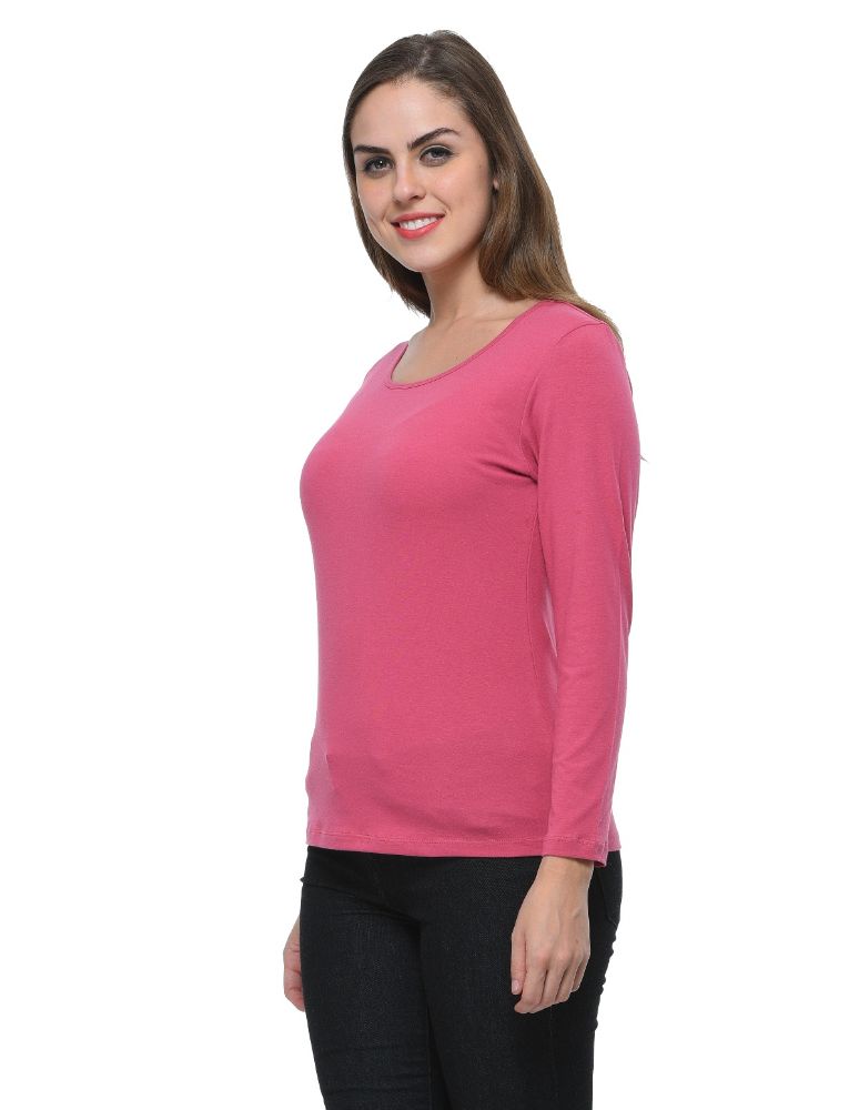 Picture of Frenchtrendz Cotton Spandex Levender Bateu Neck Full Sleeve Top