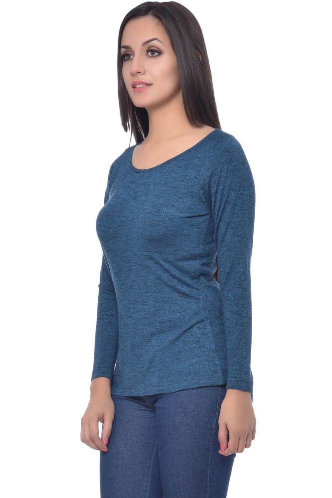 Picture of Frenchtrendz Grindle Teal Round Neck Full Sleeve Top