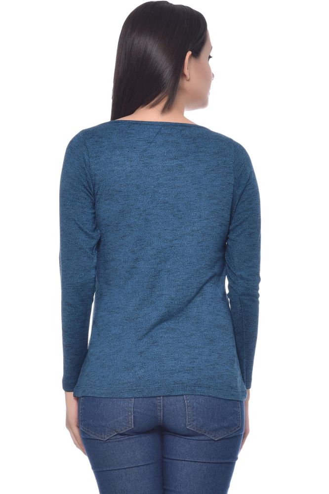 Picture of Frenchtrendz Grindle Teal Round Neck Full Sleeve Top