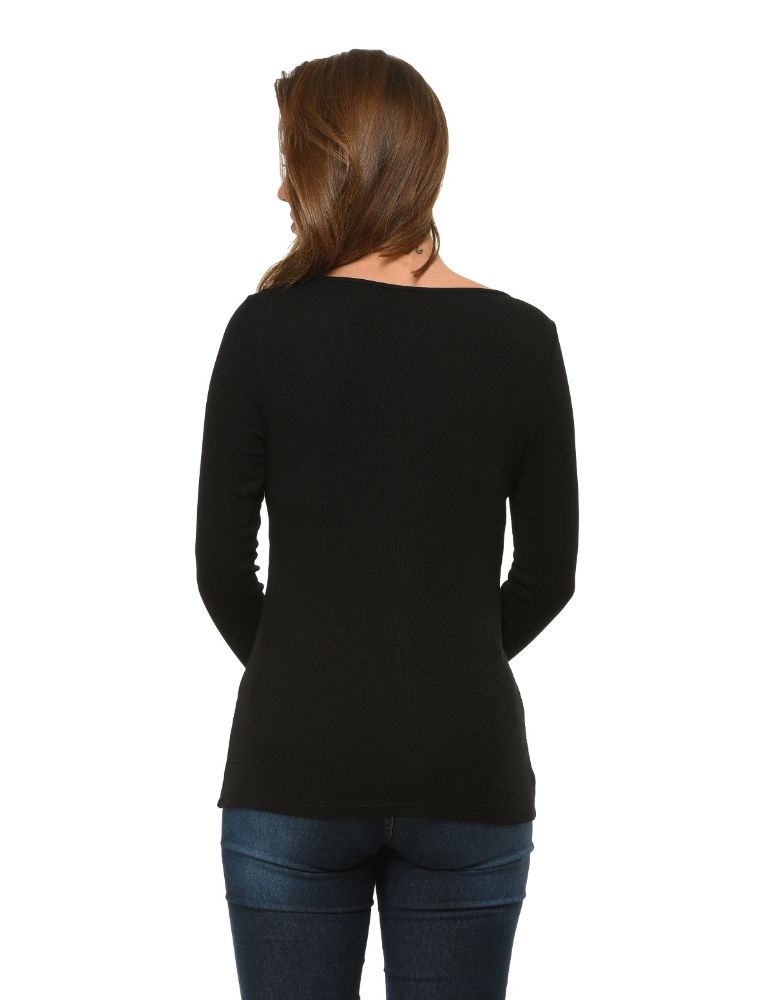 Picture of Frenchtrendz Rib Viscose Black T-Shirt