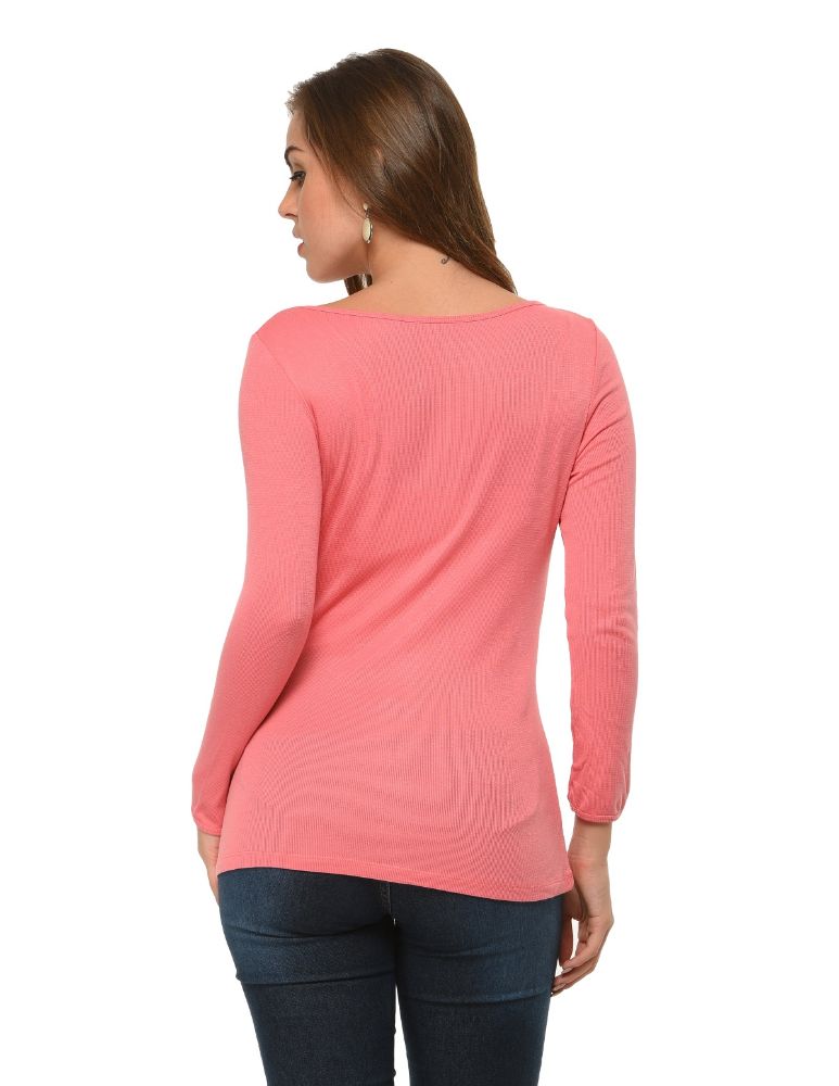 Picture of Frenchtrendz Rib Viscose Coral T-Shirt