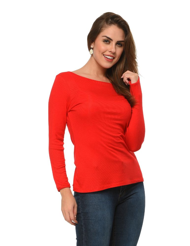 Picture of Frenchtrendz Rib Viscose Red T-Shirt