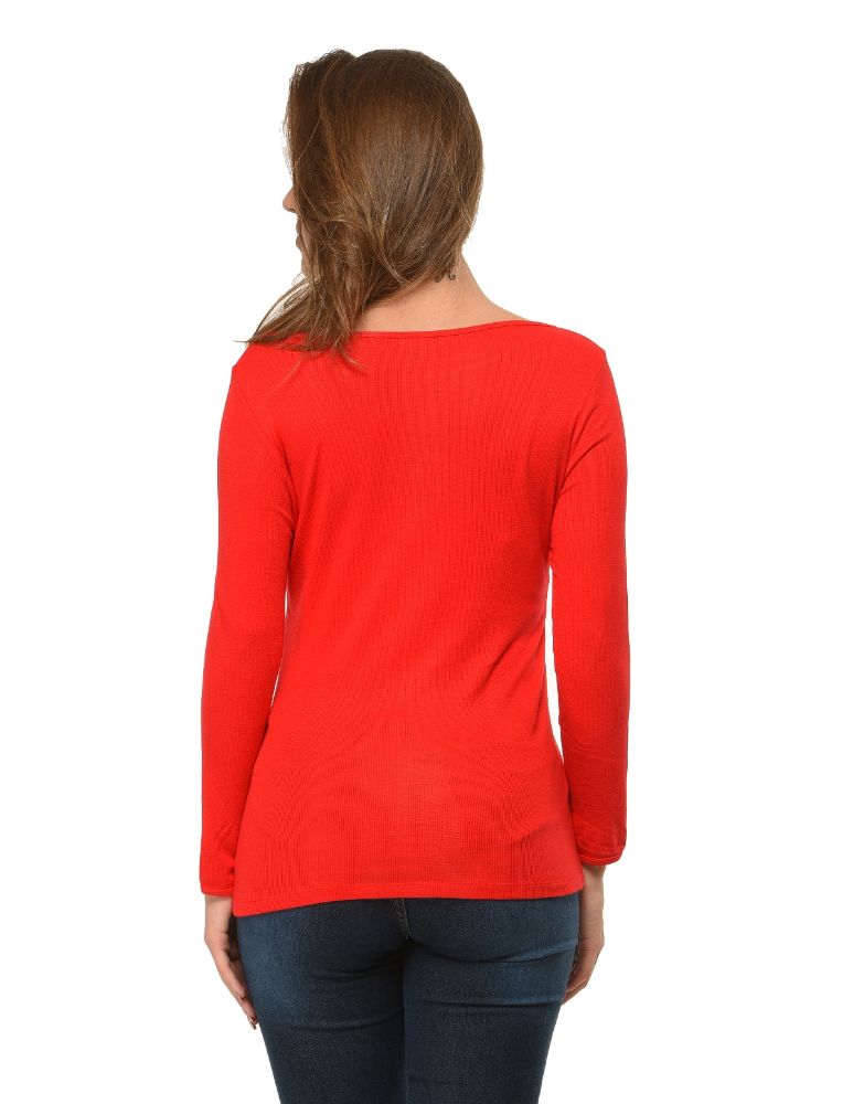 Picture of Frenchtrendz Rib Viscose Red T-Shirt