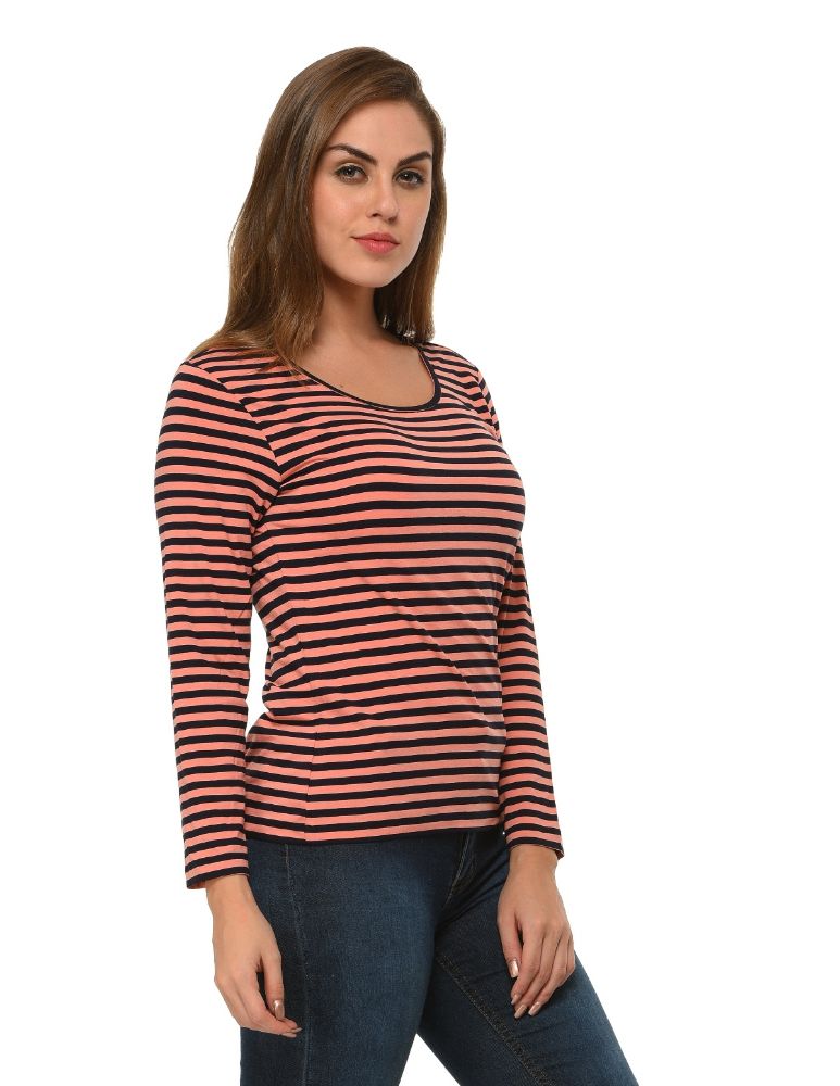 Picture of Frenchtrendz Viscose Spandex Coral Navy T-Shirt