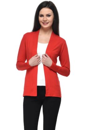 Picture of Frenchtrendz Viscose Spandex Red Medium Length Shrug