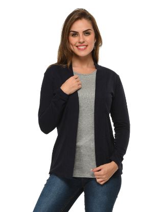 Picture of Frenchtrendz Cotton Bamboo Navy Medium Length Shrug