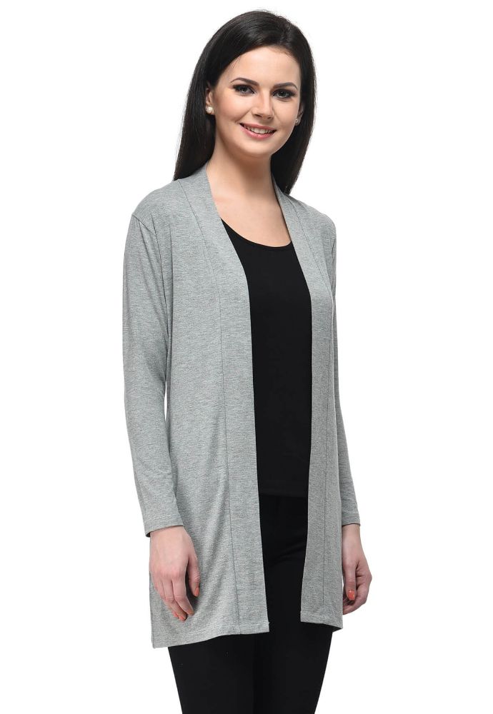 Picture of Frenchtrendz Viscose Spandex Light Grey Long Length Shrug