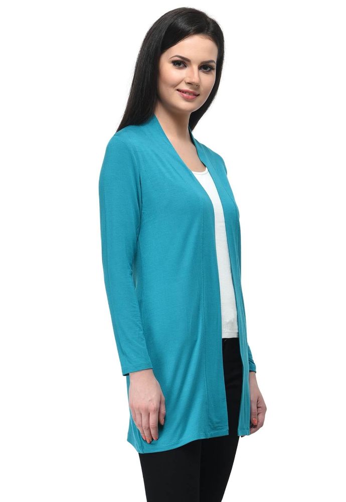 Picture of Frenchtrendz Viscose Spandex Turq Long Length Shrug