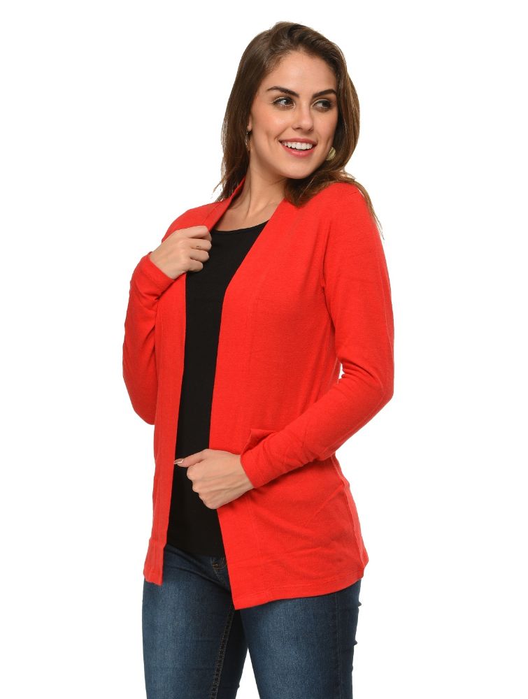 Picture of Frenchtrendz Cotton Bamboo Red Medium Length Shrug