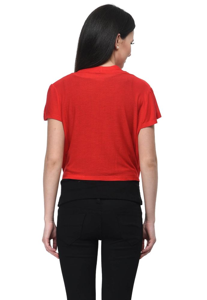 Picture of Frenchtrendz Viscose Crepe Red Short Length Shrug