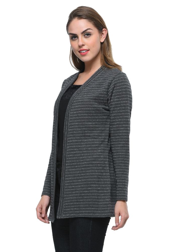 Picture of Frenchtrendz Cotton Black Grey long Length Shrug