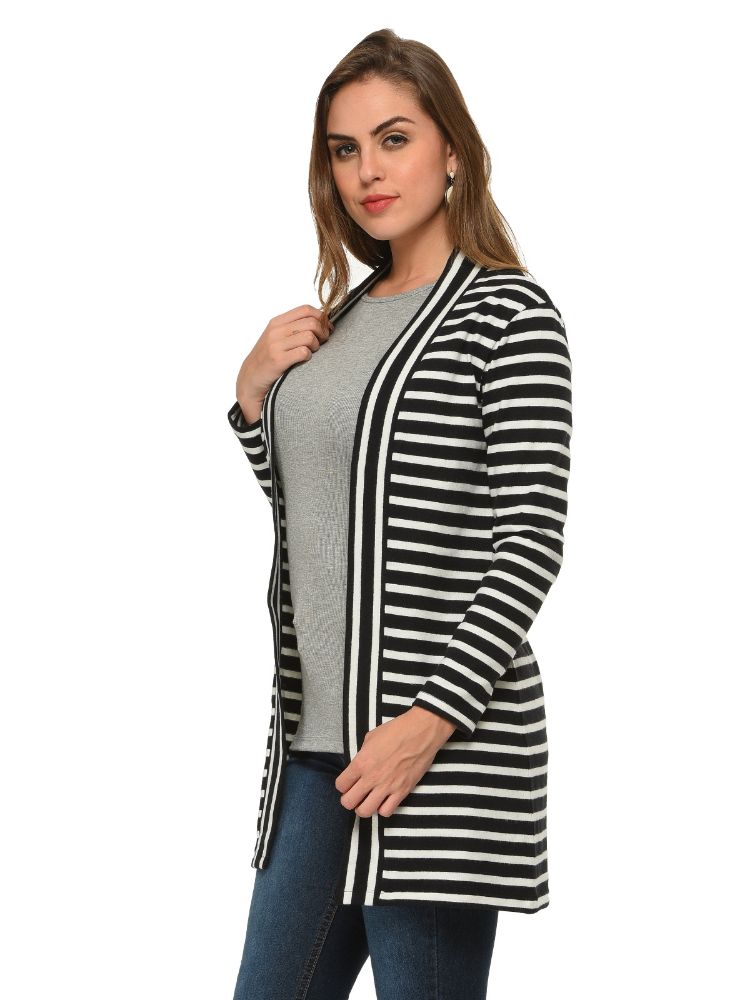 Picture of Frenchtrendz Cotton Black White Long Length Shrug