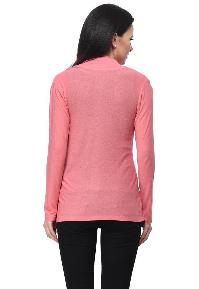 Picture of Frenchtrendz Viscose Crepe Coral Front Placket Medium Length full Sleeve Shrug