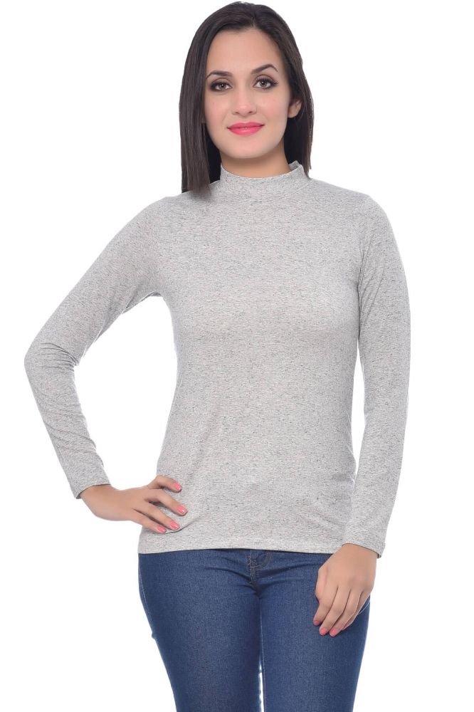 Picture of Frenchtrendz Viscose Spandex Black-Neps Highneck Full Sleeve T-Shirt