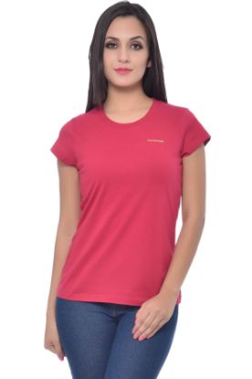 Picture of Frenchtrendz Cotton Pink Round Neck Half Sleeve Medium Length T-Shirt