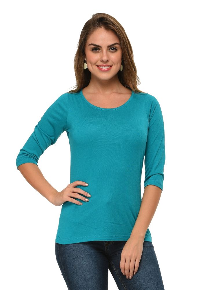 Picture of Frenchtrendz Viscose Turq Bateu Neck 3/4 Sleeve Top