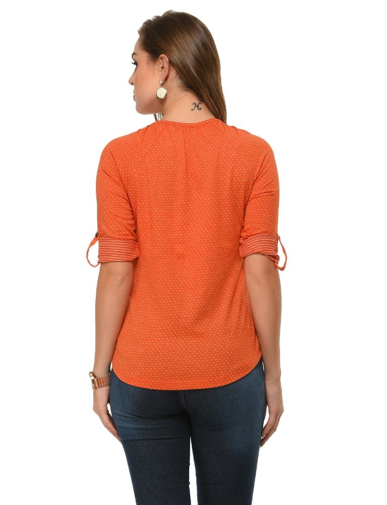 Picture of Frenchtrendz Cotton Poly Rust Raglan 3/4 Sleeve Top