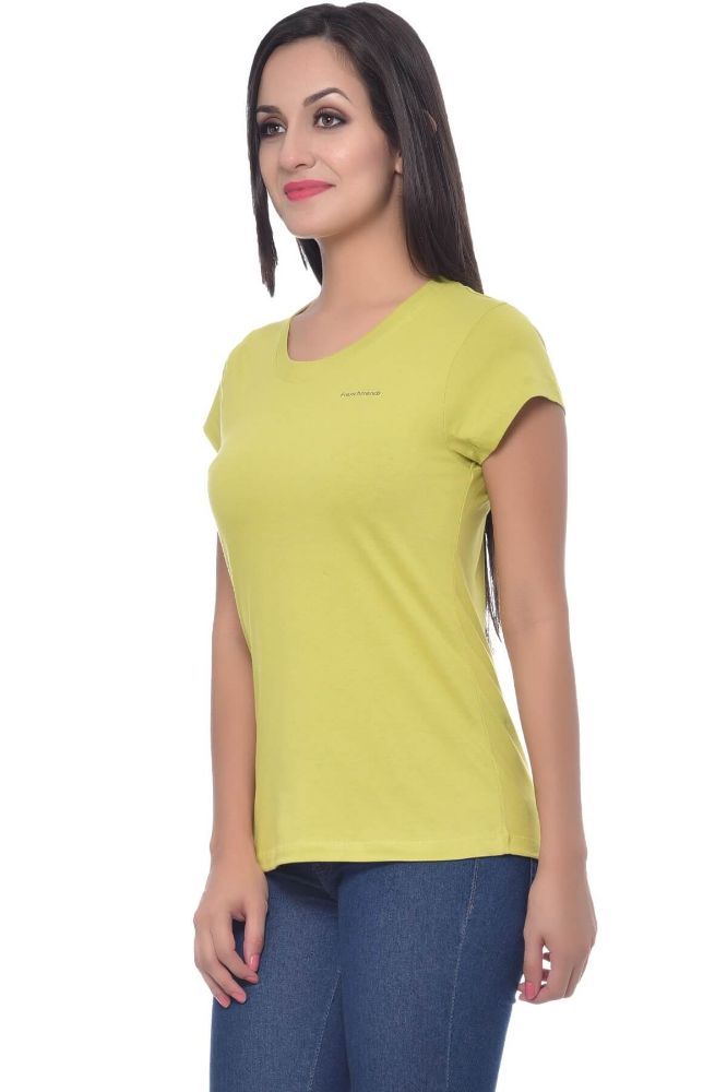 Picture of Frenchtrendz Cotton Lime Round Neck Half Sleeve Medium Length T-Shirt