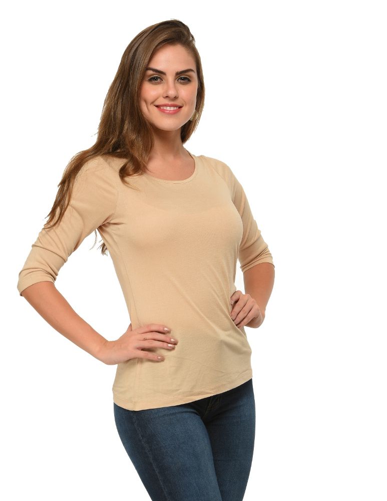 Picture of Frenchtrendz Viscose Skin Bateu Neck 3/4 Sleeve Top