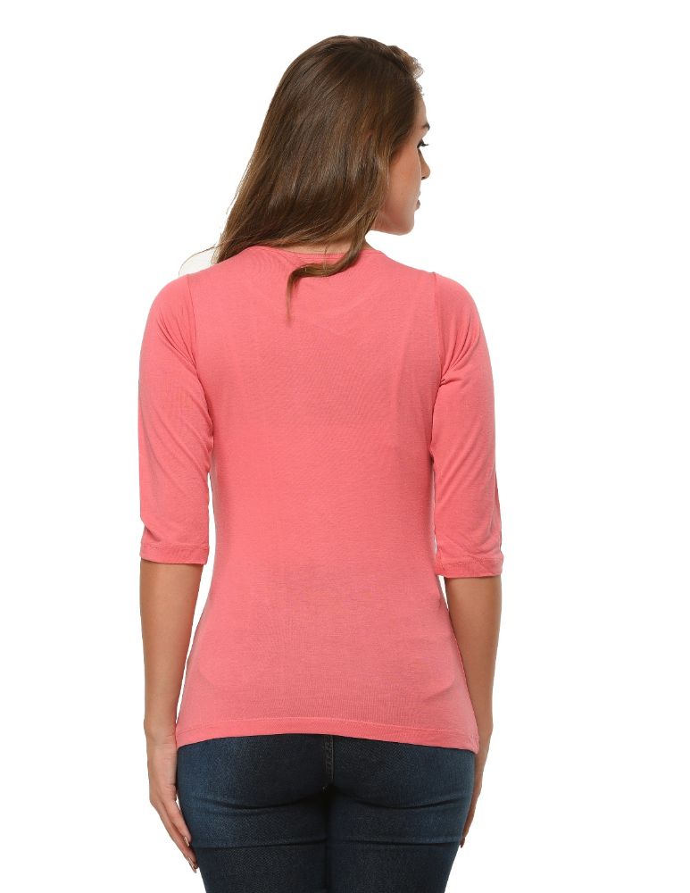 Picture of Frenchtrendz Viscose Coral Bateu Neck 3/4 Sleeve Top