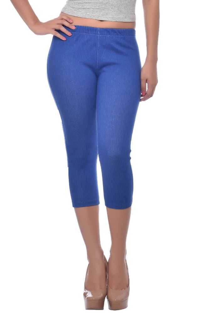 Picture of Frenchtrendz Cotton Modal Spandex Royal Blue Jegging Capri