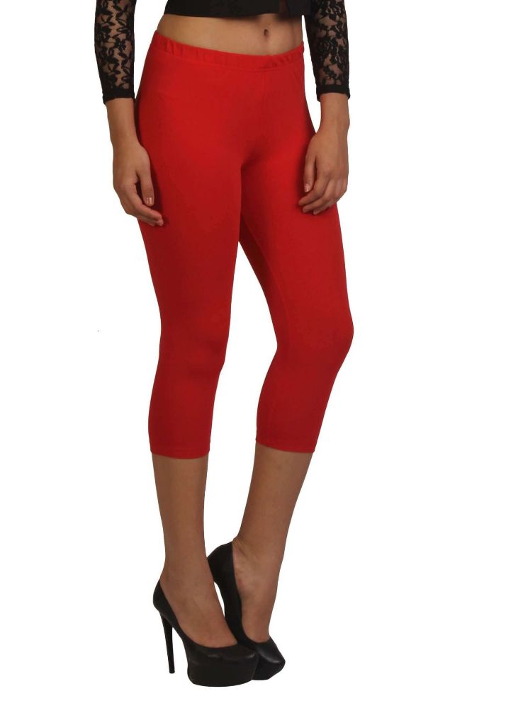 Picture of Frenchtrendz Cotton Spandex Red Capri
