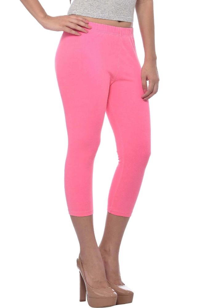 Picture of Frenchtrendz Cotton Spandex Neon Pink Capri