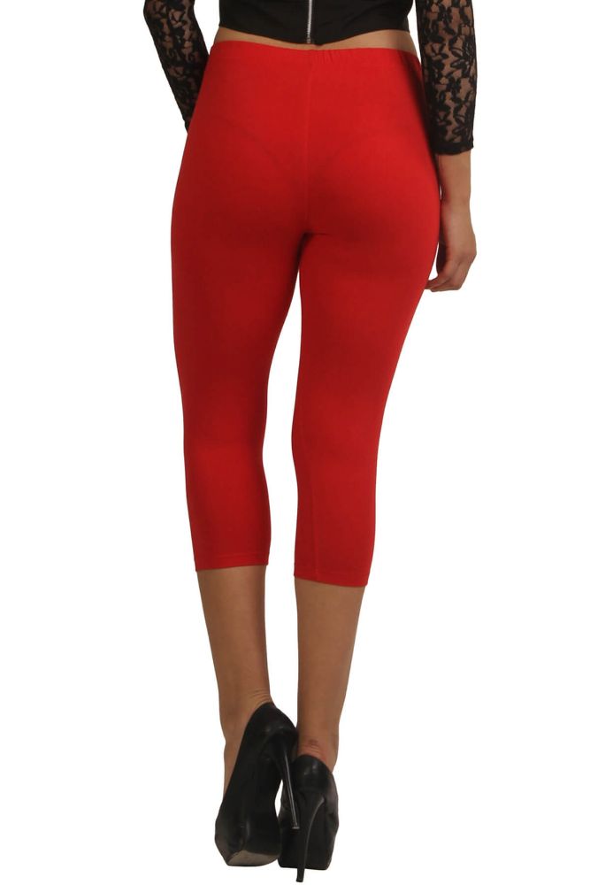 Picture of Frenchtrendz Viscose Spandex Red Capri