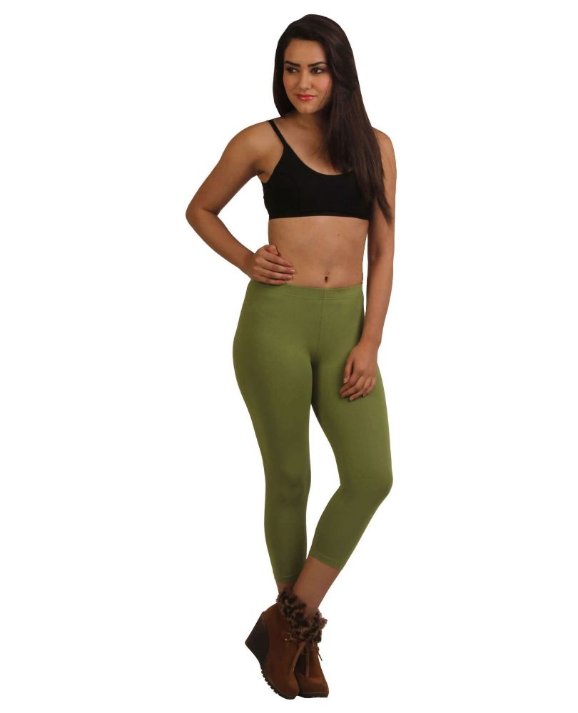 Picture of Frenchtrendz Cotton Spandex Parrot Green Capri