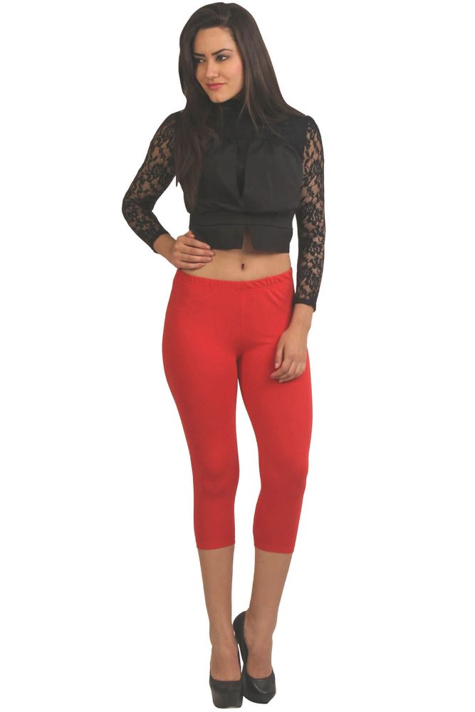 Picture of Frenchtrendz Modal Spandex Red Capri