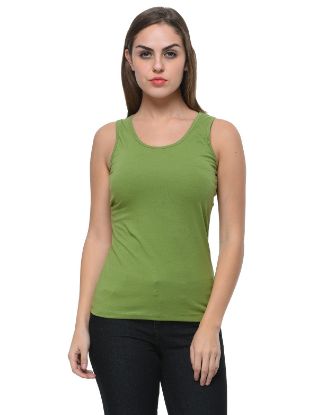 Picture of Frenchtrendz Cotton Spandex Parrot Green Medium Length Tank Top