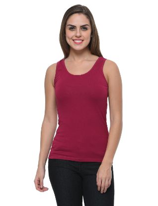 Picture of Frenchtrendz Cotton Spandex Dark Violet Medium Length Tank Tops