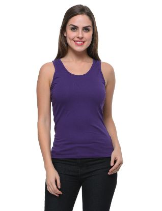 Picture of Frenchtrendz Cotton Spandex Purple Medium Length Tank Top