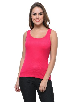 Picture of Frenchtrendz Rib Viscose Swe Pink Medium Length Tank Top