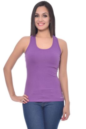 Picture of Frenchtrendz Cotton Spandex Light Purple Racer Back Tank Top