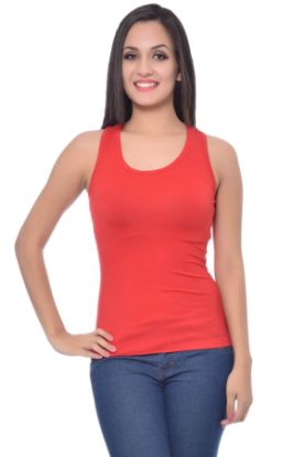 Picture of Frenchtrendz Modal Spandex Red Racer Back Medium Length Tank Top
