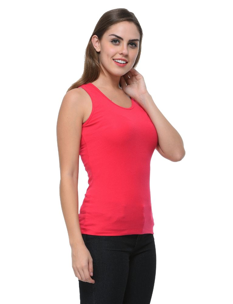 Picture of Frenchtrendz Cotton Spandex Fuchsia Medium Length Tank Top