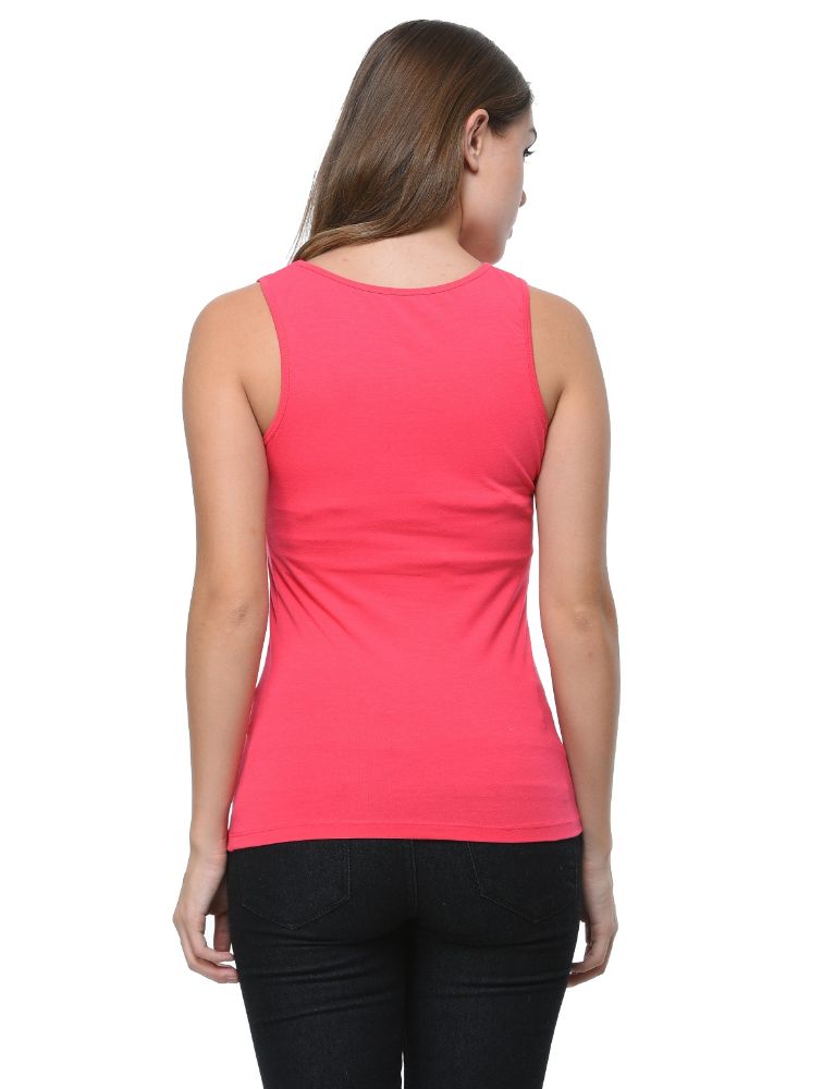 Picture of Frenchtrendz Cotton Spandex Dark Pink Medium Length Tank Top