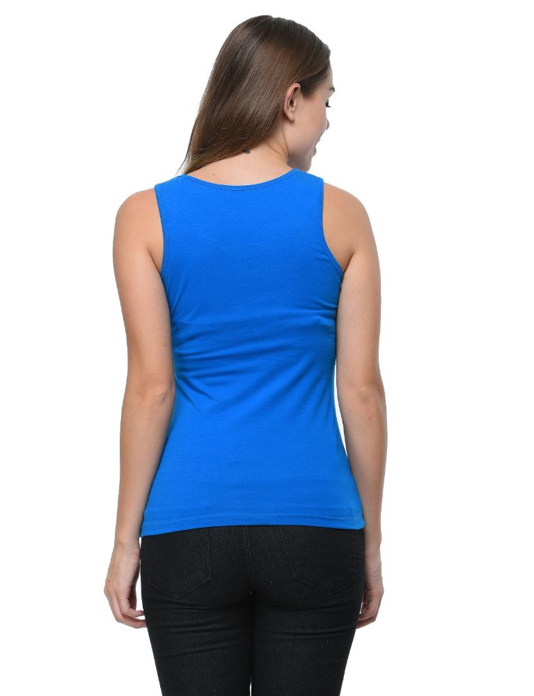 Picture of Frenchtrendz Cotton Spandex Royal Blue Medium Length Tank Top